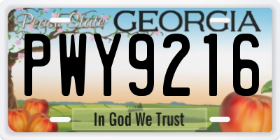 GA license plate PWY9216