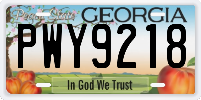 GA license plate PWY9218