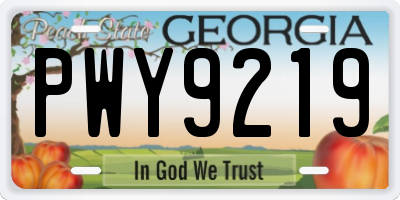 GA license plate PWY9219