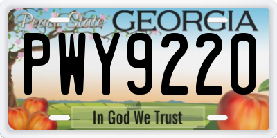 GA license plate PWY9220