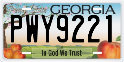 GA license plate PWY9221