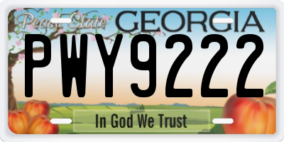 GA license plate PWY9222