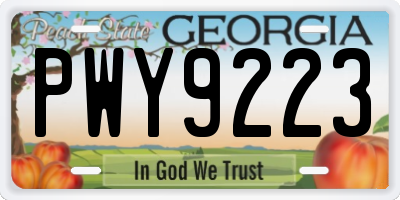 GA license plate PWY9223