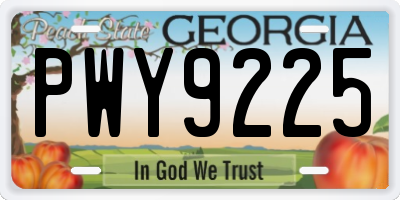 GA license plate PWY9225