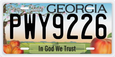 GA license plate PWY9226