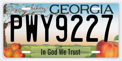 GA license plate PWY9227