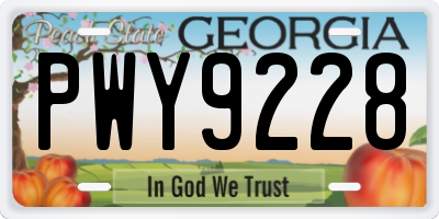 GA license plate PWY9228