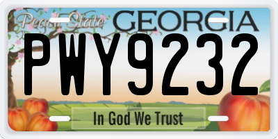 GA license plate PWY9232