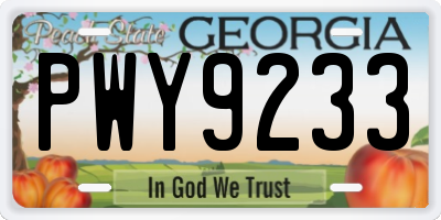 GA license plate PWY9233