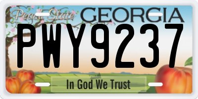 GA license plate PWY9237