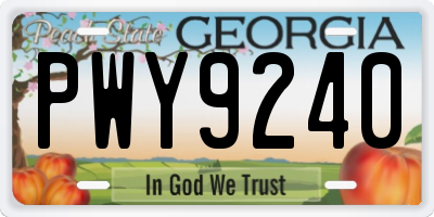 GA license plate PWY9240