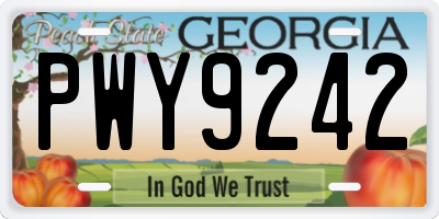 GA license plate PWY9242