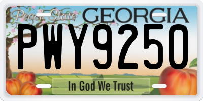 GA license plate PWY9250