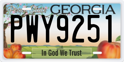 GA license plate PWY9251