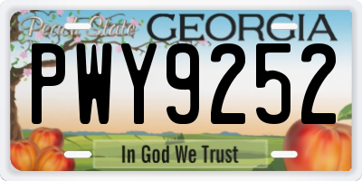 GA license plate PWY9252