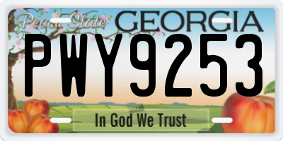 GA license plate PWY9253
