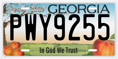 GA license plate PWY9255
