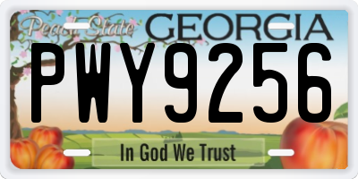 GA license plate PWY9256