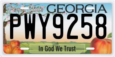 GA license plate PWY9258
