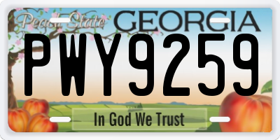 GA license plate PWY9259