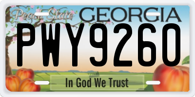 GA license plate PWY9260