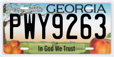 GA license plate PWY9263