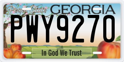 GA license plate PWY9270