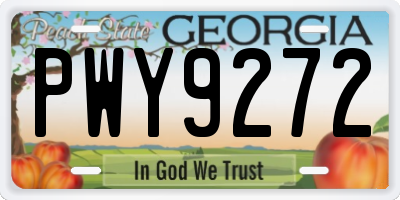 GA license plate PWY9272