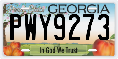 GA license plate PWY9273