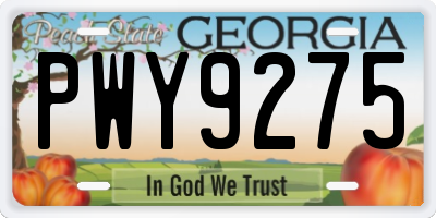 GA license plate PWY9275