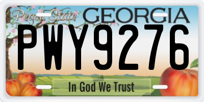 GA license plate PWY9276