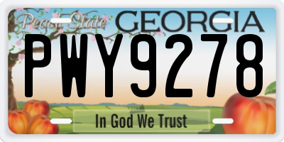 GA license plate PWY9278