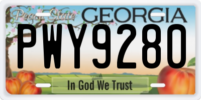 GA license plate PWY9280