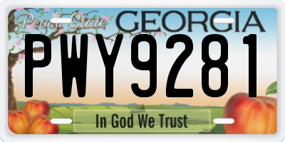 GA license plate PWY9281