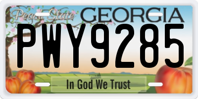 GA license plate PWY9285
