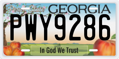 GA license plate PWY9286