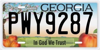 GA license plate PWY9287