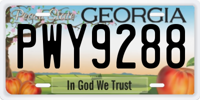 GA license plate PWY9288