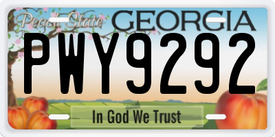GA license plate PWY9292