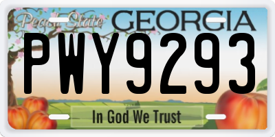 GA license plate PWY9293