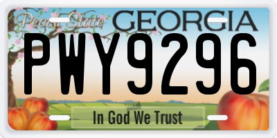GA license plate PWY9296