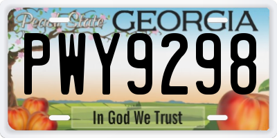 GA license plate PWY9298