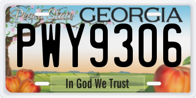 GA license plate PWY9306
