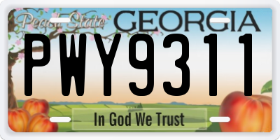GA license plate PWY9311