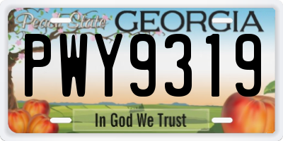 GA license plate PWY9319