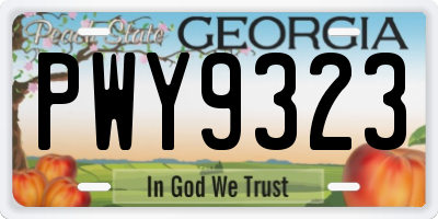 GA license plate PWY9323