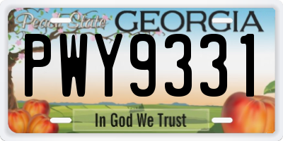 GA license plate PWY9331