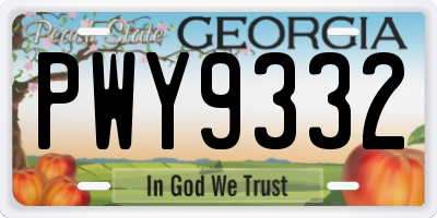 GA license plate PWY9332