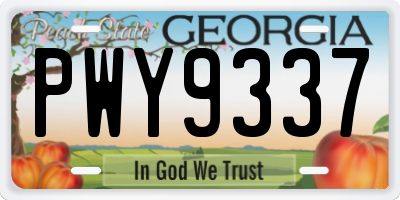 GA license plate PWY9337