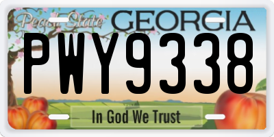 GA license plate PWY9338